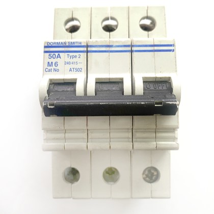 Dorman Smith AT502 50A 50 Amp 3 Pole Phase MCB Circuit Breaker Type 2